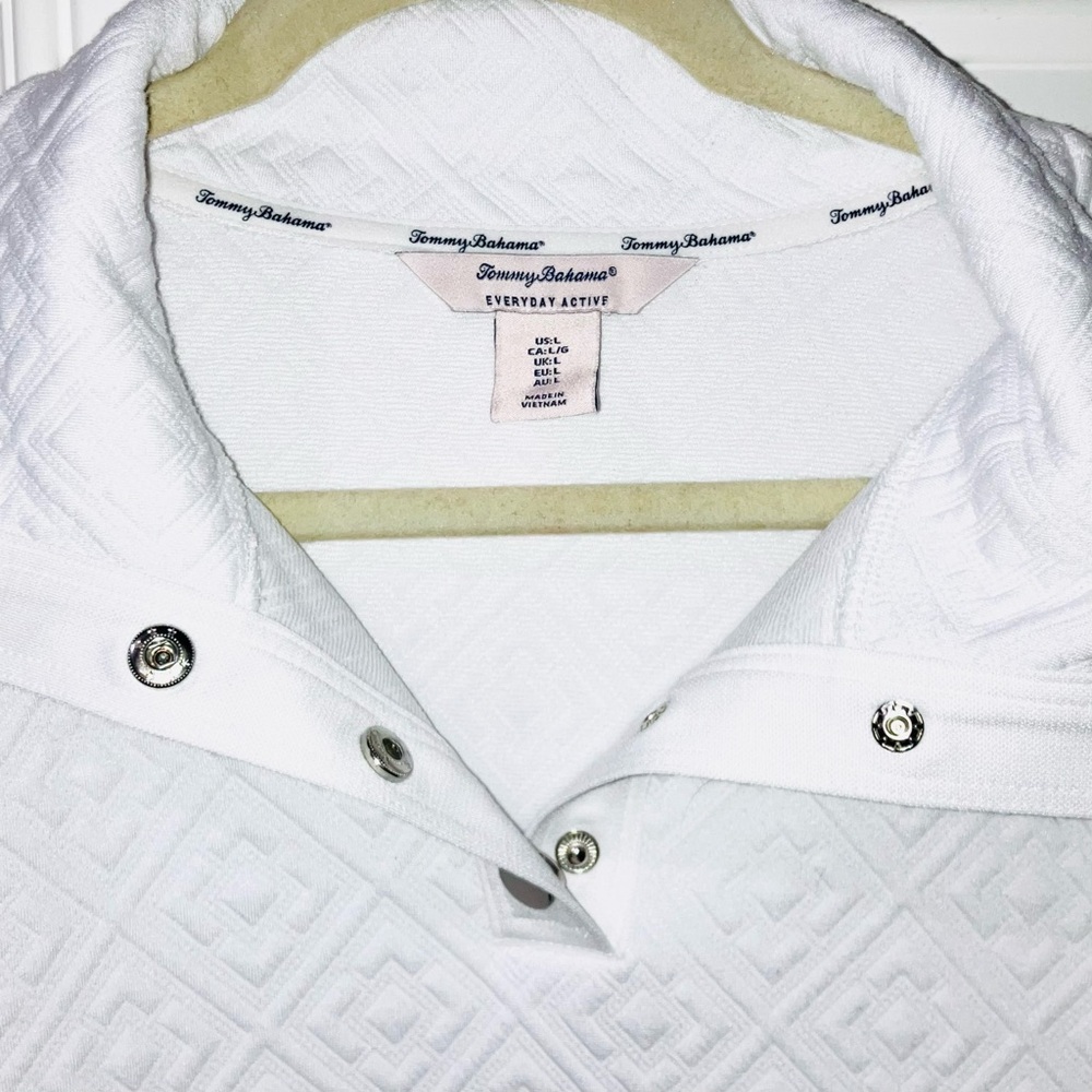 Tommy Bahama White Everyday Active Sweatshirt Pullover Quilted Golf Sport Sz L - Picture 4 of 6